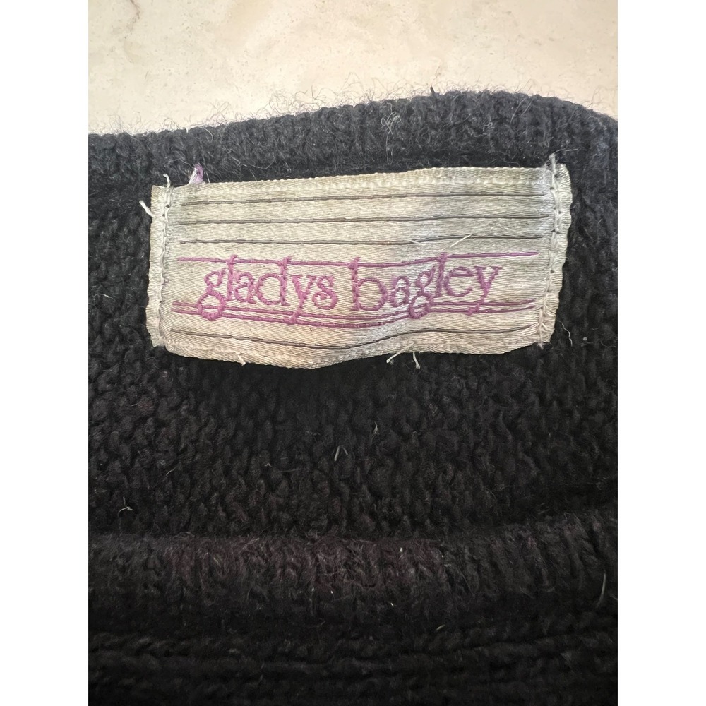 Gladys Bagley Vintage Black Knit Sweater Pearl Embellish 80s Glam Pullover - Picture 6 of 8